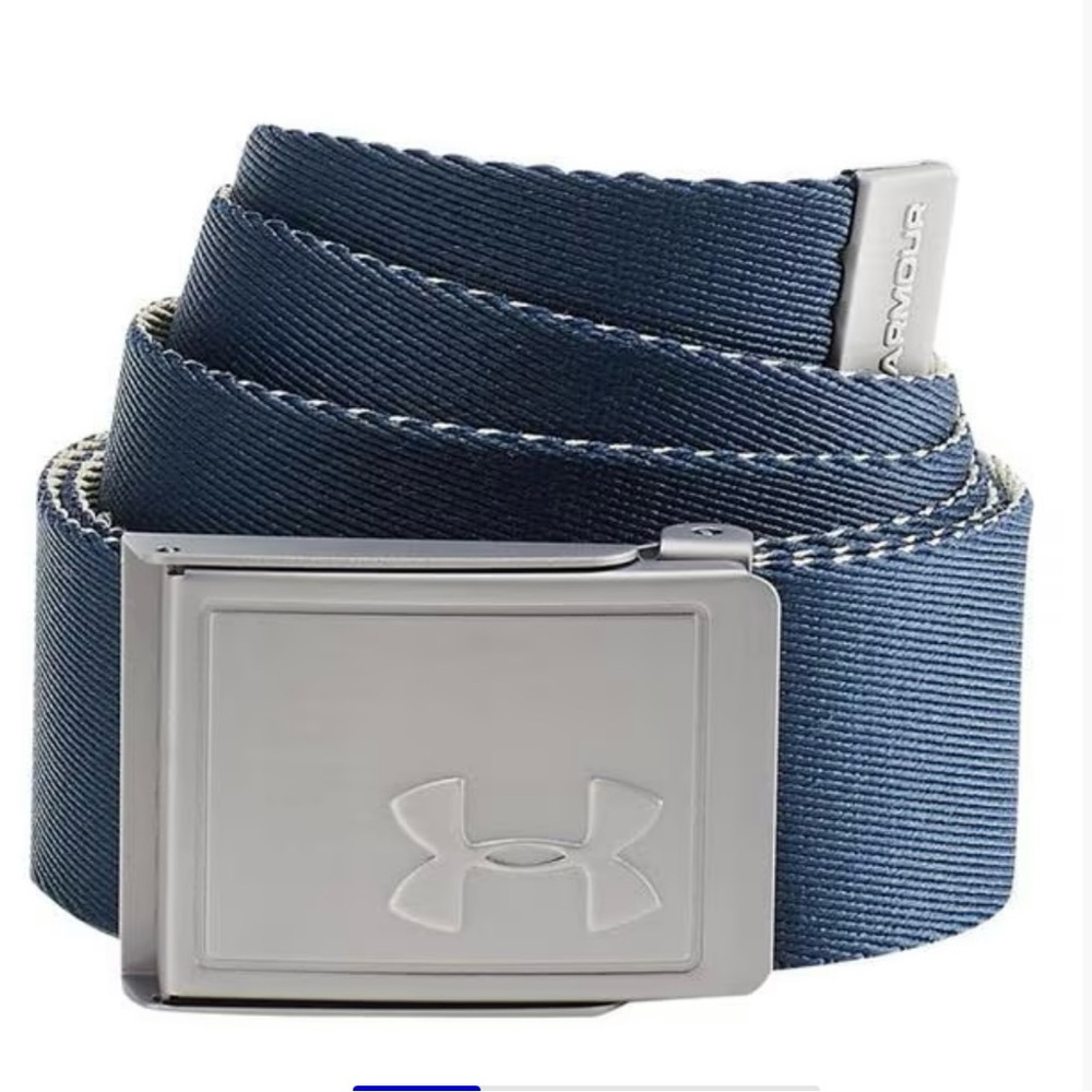 Under Armour Men's Webbing Grosgrain Belt Academy Blue O/S Versatile Logo Buckle